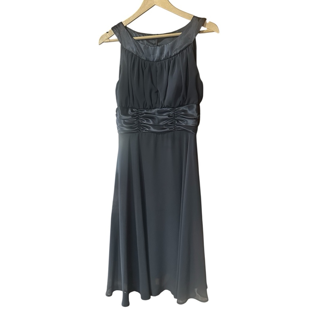 Connected Apparel Midi Formal Sleeveless A-Line Dress Off Black Size 10 P - Picture 2 of 9